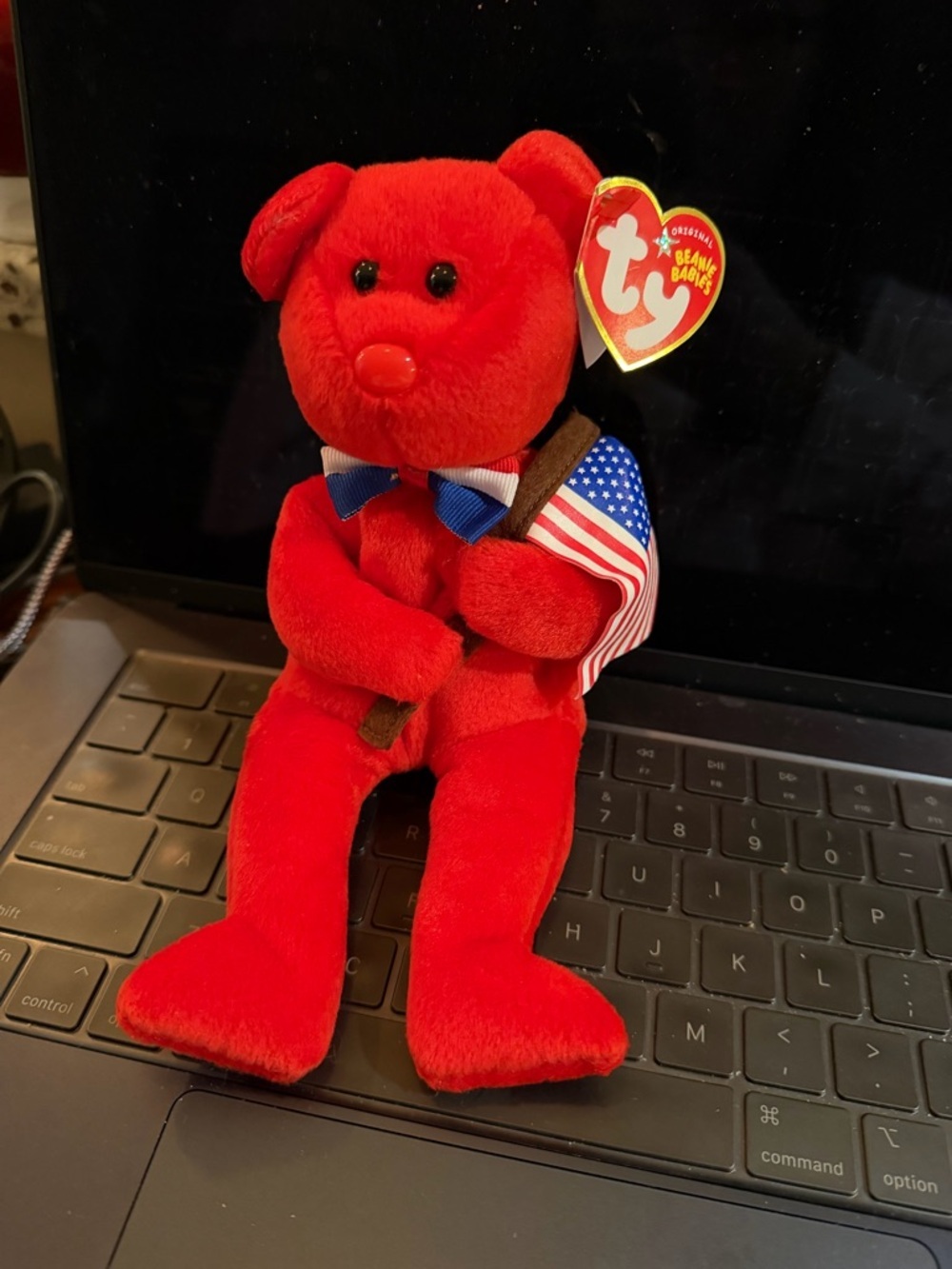 Ty Beanie‎ Baby Thomas Bear Patriotic USA Flag Plush Red with Tag